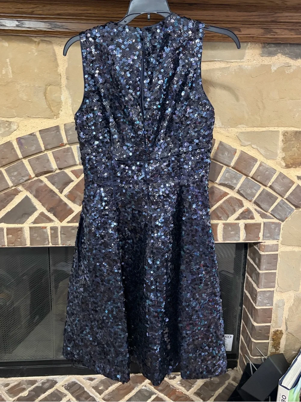 KATE SPADE Navy Blue Sequin Fit & Flare Sleeveless Dress Size 4